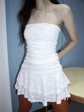 BXOXO - Solid Color Lace A-Line Mini Dress